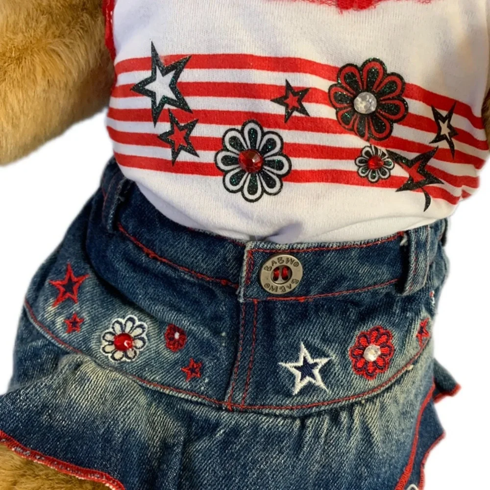 VTG 2003 Build-A-Bear “Lil' Caramel Cub” Plush Bear with Denim Outfit - Picture 2 of 5